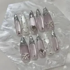 ネイルチップ ワンホン 量産型 フレンチガーリー スナ系　ギャル　シルキーマグ