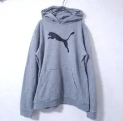 PUMA プーマ キッズ ロゴパーカー グレー 160 裏毛 通学・スポーツ