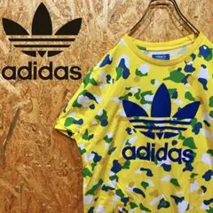 送料無料 アディダス デカロゴ 総柄 レアカラー ゆるだぼ00s Tシャツ 半袖