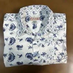男女兼用　半袖シャツ　青と白　ペーズリー柄✖️花柄　L〜2Lサイズ