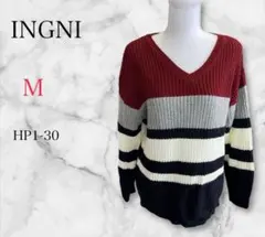 INGNI Vネックセーター ストライプ Mサイズ HP1-30