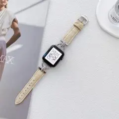 Apple Watch パステルカラー フェイクレザー バンド ベージュ