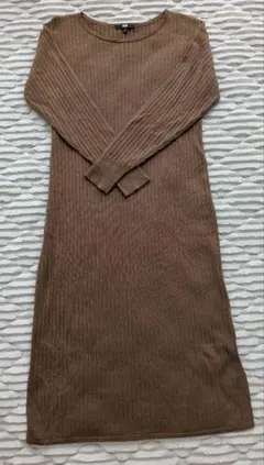 【UNIQLO】 ユニクロ M ブラウン 長袖ニットワンピース