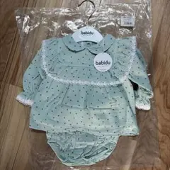 babidu 緑色 ドット柄ロンパース 3 meses