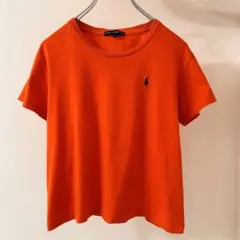 【RALPH LAUREN】半袖Tシャツ(L)Uネック ワンポイント ロゴ 刺繍
