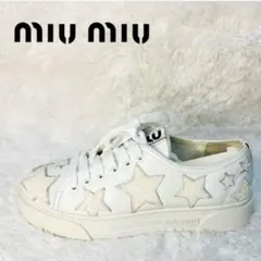 miu miu グリッター付きホワイトスニーカー - メルカリ