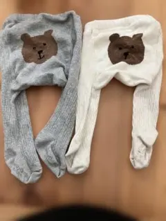 GAP くまけつタイツ　くまさん　ホワイト　グレー　0-12m 60-70サイズ