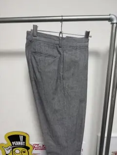 NEAT ウールスラックス ワイドストレート チェック ブラック パンツ