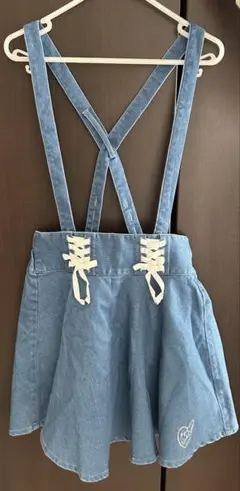 デニムブルー ジャンバースカート サスペンダー付き