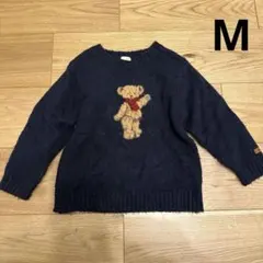 プティマイン　くま　ニット　ネイビー　M