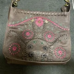 ANNA SUI バタフライ 刺繍 レザー ハンドバッグ Y2K