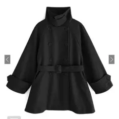 ベルト付きマルチWayフェイクウールコート［fo1762］ブラック F
