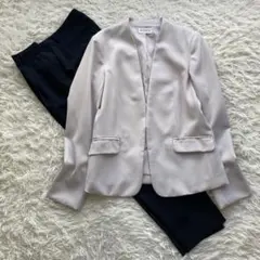 【美品】 PLST ノーカラージャケット パンツスーツ セットアップ Lサイズ