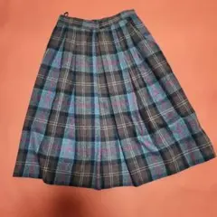 【最終処分】L　ウール　スカート　プリーツ　ポケット付き　チェック