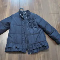 ネイビー フリル付き中綿コート 100cm以上