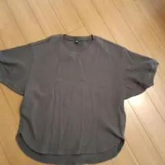 UNIQLO グレー ワッフルクルーネック Tシャツ半袖