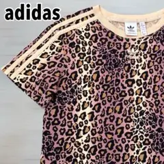 adidas 刺繍トレフォイルロゴ レオパード スリーストライプス 短丈Tシャツのサムネイル