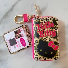 ハローキティ　ヒョウ柄スマートキーケース　ＢＫ