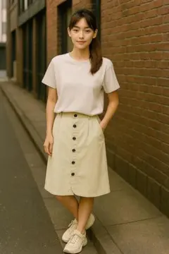 前ボタン　ストレッチタイトスカート　サイズL