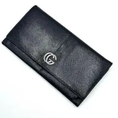 希少✨ GUCCI グッチ　GGマーモント　リザード 長財布　ブラック 黒