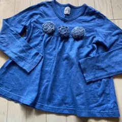 ブランシェス 立体モチーフ 杢ブルー 長袖 トップス 130