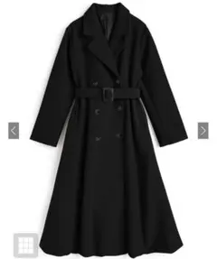 ベルト付きフェイクウールフレアロングコート