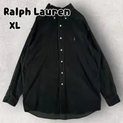 90s ラルフローレン 長袖コーデュロイシャツBLAKE XL 墨黒 ブラック