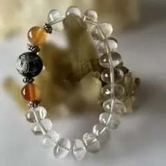 【一点物】開運・守護の願いを込めて　龍神オニキス×水晶ブレスレット