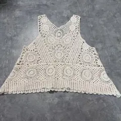 ノースリーブニットベスト　アイボリー　編み