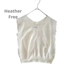 i013　​Heather ヘザー レース透かし編みニット ベスト F　白のサムネイル