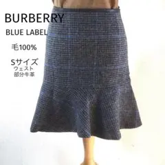 BURBERRY BLUE LABELフレアミニスカート チェック柄S毛100%