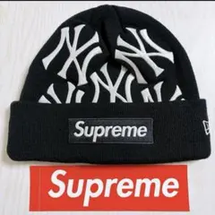Supreme NEW ERA Yankees ニット帽　ビーニー　ブラック