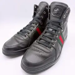 【美品】GUCCI グッチ 27.5 ハイカットレザースニーカー シェリーラインのサムネイル