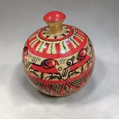 ロシア雑貨　りんご型　木星蓋付き小物入れ　手描き　伝統工芸品