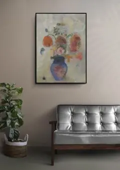 【NO.340】花瓶の絵画フラワーアートポスターカラフル植物ボタニカルインテリア