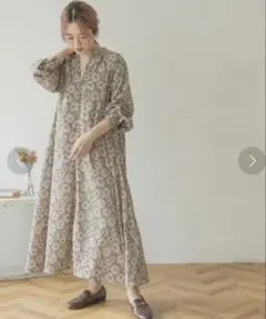 花柄 ラグランワンピース
