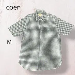 coen 半袖シャツ M ブルー ギンガムチェック コットン カジュアル メンズのサムネイル