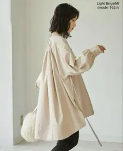 my:nia マイニア　バックギャザー　フレア　ビッグシャツ　M ベージュ　長袖