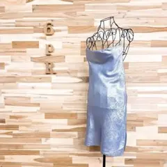 未使用【ザラ】シャイニー ドレス ミニ キャミ ワンピース XS青ライトブルー