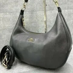 美品 コーチ 2way ホーボー ショルダーバッグ ハーレー ハーフムーン