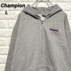 【Champion】ジップアップスウェットパーカー グレー ジーニー US古着