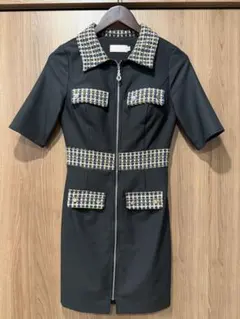 Sobre M 黒 チェック柄ドレス