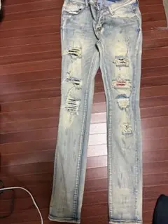 山*吾様 mnmlダメージ加工 ライトブルー スリムフィットデニム 32
