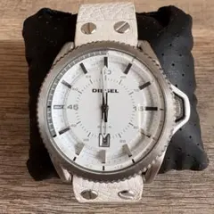 【動作未確認】DIESEL DZ1755 ホワイトレザー腕時計