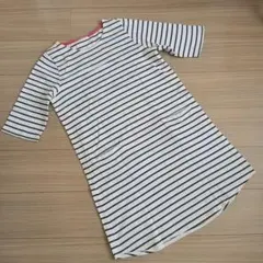 【メルカリ市価格】Ｌ　美品　ボーダー　ワンピース　チュニック　七分袖