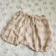 新品タグ付きベビーブルマパンツかぼちゃパンツチェック柄うさぎ？おしり柄100