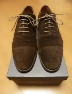 ブラウン スエード レースアップ ドレスシューズ