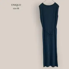 ユニクロUNIQLO✨美品✨プリーツワンピース／ノースリーブ　ミモレ丈