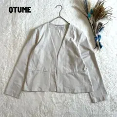 QTUME 日本製 ノーカラージャケット 40 ストレッチ素材 セレモニー 通勤