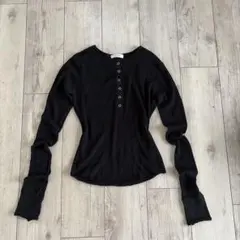 STYLEMIXER ヘンリーネックシアーニット　ブラックのサムネイル